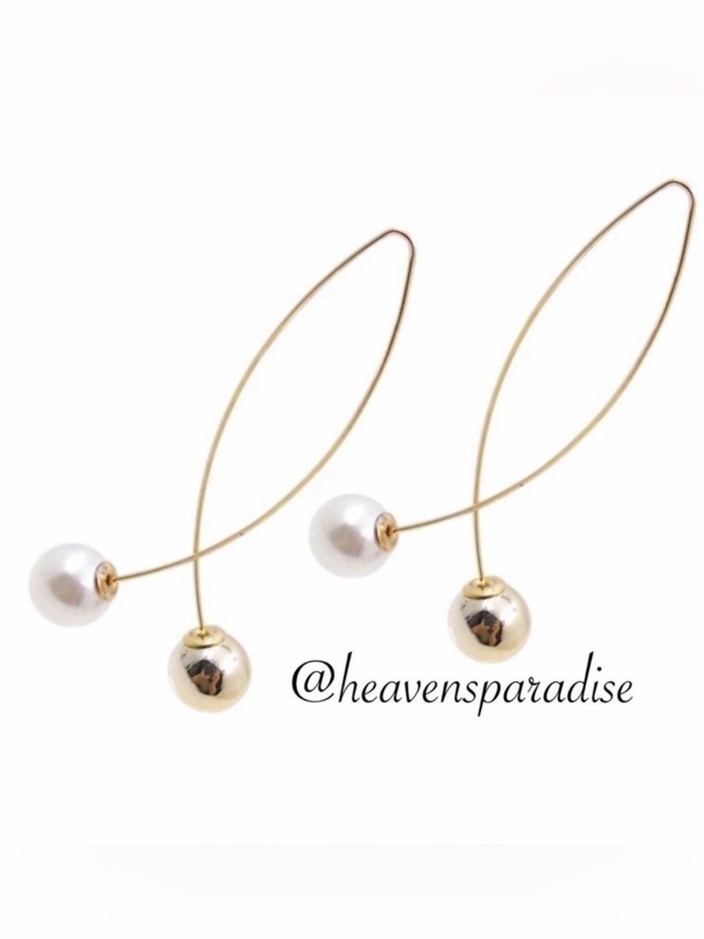 Gold Tone Fish Hook Earrings Imitation Pearl and Gold Ball Lightweight Earrings - Picture 7 of 9